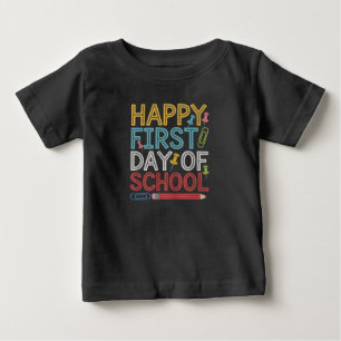 Camiseta Para Bebê Feliz Primeiro Dia Da Escola De Volta À Escola