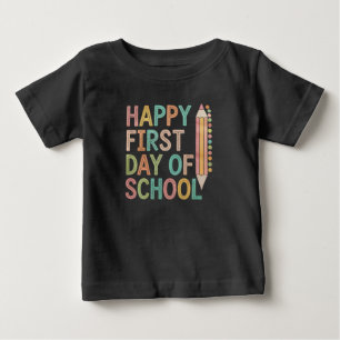 Camiseta Para Bebê Feliz Primeiro Dia de Volta às Aulas
