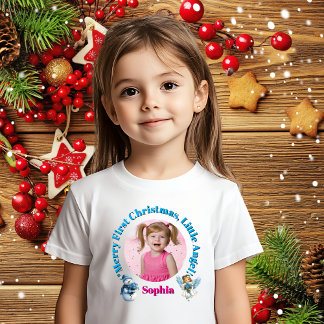 Camiseta Para Bebê Feliz Primeiro Natal Pequeno Presente de Foto do A