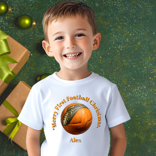 Camiseta Para Bebê Feliz Primeiro Presente de Natal de Futebol