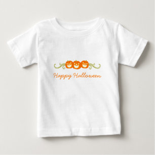 Camiseta Para Bebê Feliz Pumpkin Nada Criança de Halloween