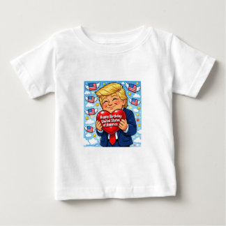 Camiseta Para Bebê Feliz Quatro de Julho Trump Ama EUA