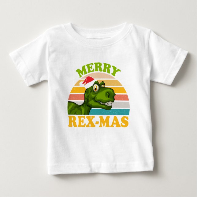 Camiseta Para Bebê Feliz Rex-mas Natal Dinossauro Bonito Dino (Frente)