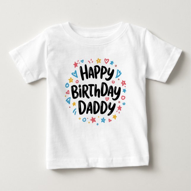CAMISETA PARA BEBÊ FELIZ ROUPAS DE PAI DE ANIVERSÁRIO (Frente)