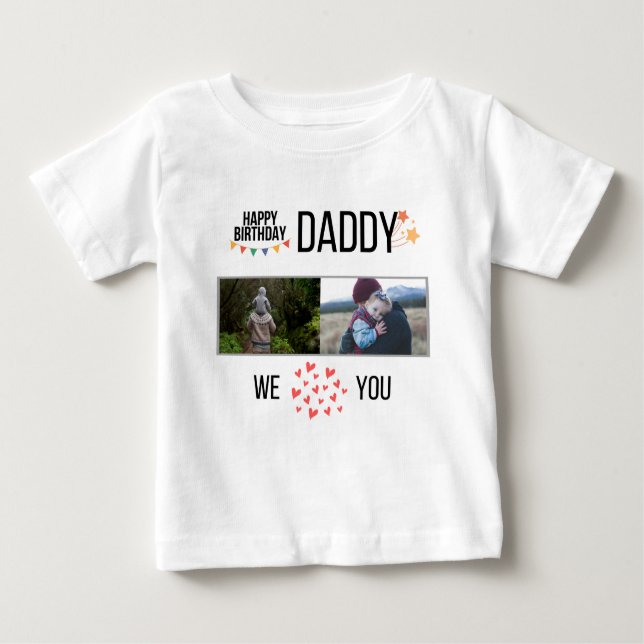 CAMISETA PARA BEBÊ FELIZ ROUPAS PERSONALIZADAS DE PAI DE ANIVERSÁRIO (Frente)