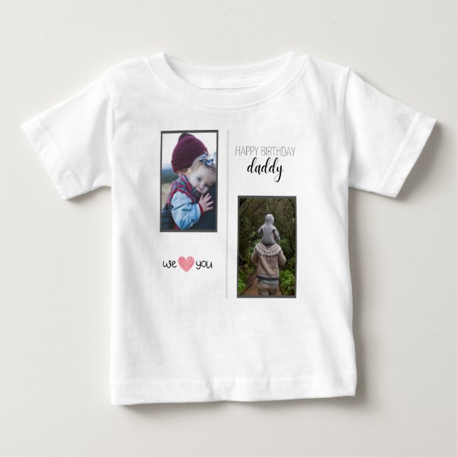 CAMISETA PARA BEBÊ FELIZ ROUPAS PERSONALIZADAS DE PAI DE ANIVERSÁRIO (Frente)