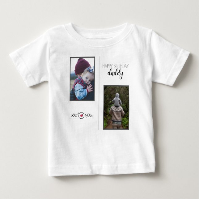 CAMISETA PARA BEBÊ FELIZ ROUPAS PERSONALIZADAS DE PAI DE ANIVERSÁRIO (Frente)