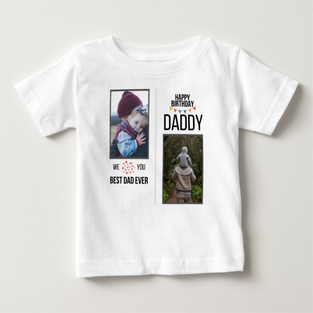 CAMISETA PARA BEBÊ FELIZ ROUPAS PERSONALIZADAS DE PAI DE ANIVERSÁRIO (Frente)