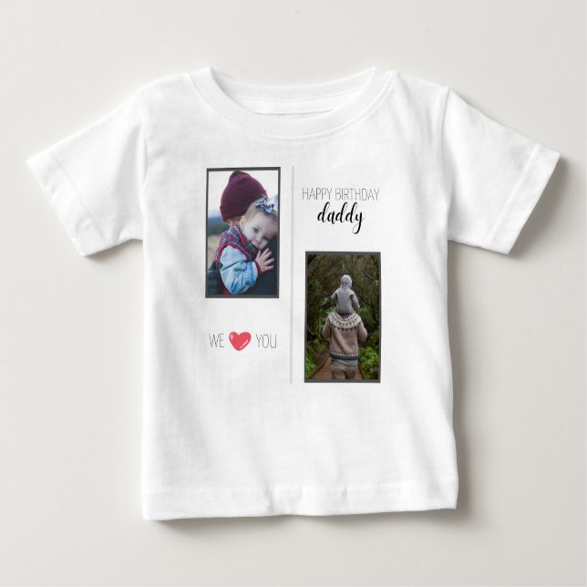 CAMISETA PARA BEBÊ FELIZ ROUPAS PERSONALIZADAS DE PAI DE ANIVERSÁRIO (Frente)