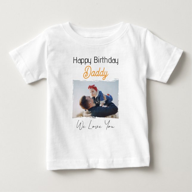 CAMISETA PARA BEBÊ FELIZ ROUPAS PERSONALIZADAS DE PAI DE ANIVERSÁRIO (Frente)