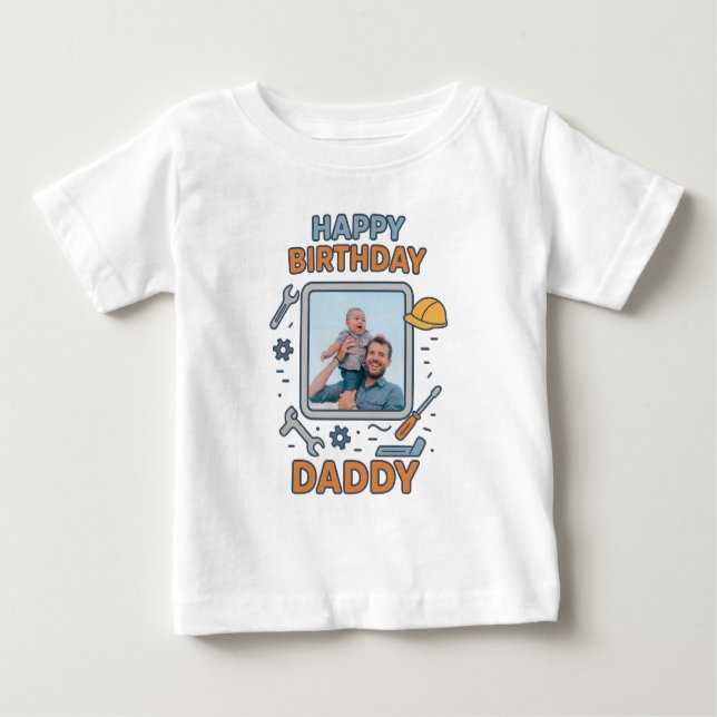 CAMISETA PARA BEBÊ FELIZ ROUPAS PERSONALIZADAS DE PAI DE ANIVERSÁRIO (Frente)