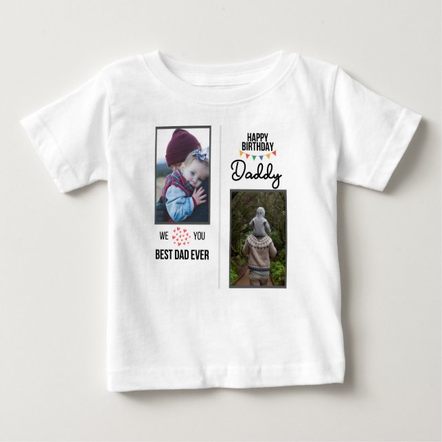 CAMISETA PARA BEBÊ FELIZ ROUPAS PERSONALIZADAS DE PAI DE ANIVERSÁRIO (Frente)