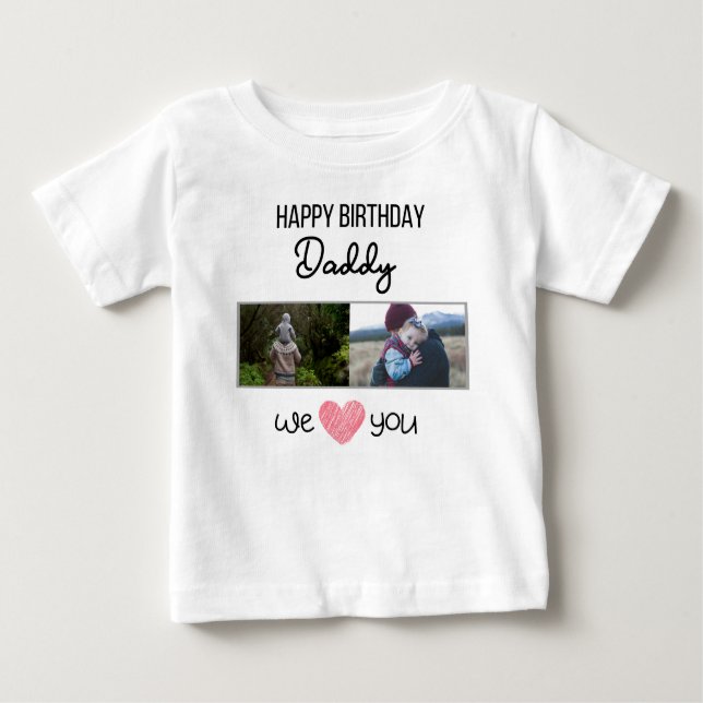 CAMISETA PARA BEBÊ FELIZ ROUPAS PERSONALIZADAS DE PAI DE ANIVERSÁRIO (Frente)