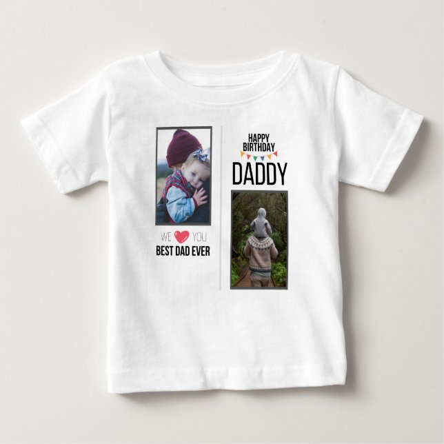 CAMISETA PARA BEBÊ FELIZ ROUPAS PERSONALIZADAS DE PAI DE ANIVERSÁRIO (Frente)
