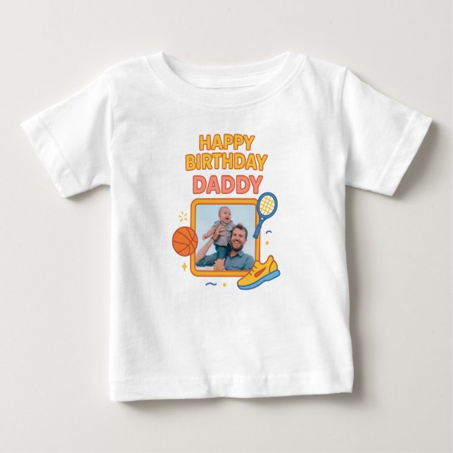 CAMISETA PARA BEBÊ FELIZ ROUPAS PERSONALIZADAS DE PAI DE ANIVERSÁRIO (Frente)