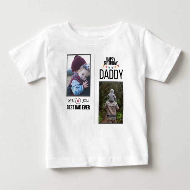 CAMISETA PARA BEBÊ FELIZ ROUPAS PERSONALIZADAS DE PAI DE ANIVERSÁRIO (Frente)