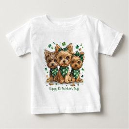 Camiseta Para Bebê Feliz Rua. Dia de Patrick Yorkshire Terrier Dogs