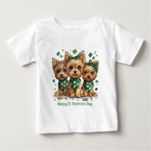 Camiseta Para Bebê Feliz Rua. Dia de Patrick Yorkshire Terrier Dogs