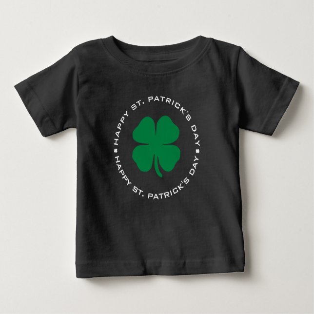 Camiseta Para Bebê Feliz Rua do Dia de Patrick Shamrock Lucky Charm (Frente)