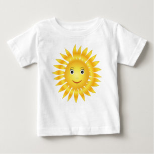 Camiseta Para Bebê Feliz Sol Sorrindo Emoji Amarelo Amarelo Bonito Su