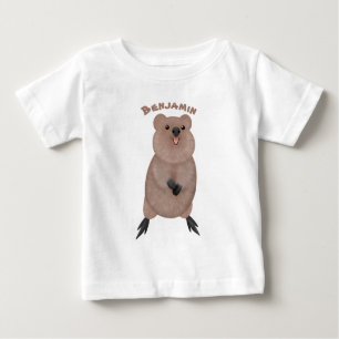 Camiseta Para Bebê Feliz sorriso, design de desenho animado de quokka