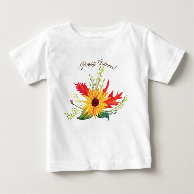 Camiseta Para Bebê Feliz T-Shirt de outono (Frente)
