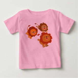 Camiseta Para Bebê Feliz Trio de Cartoons Bonitos Leões Camiseta Bebê