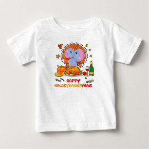 Camiseta Para Bebê Feliz Vinho De Bebendo Elefante De Hallo Obrigado 