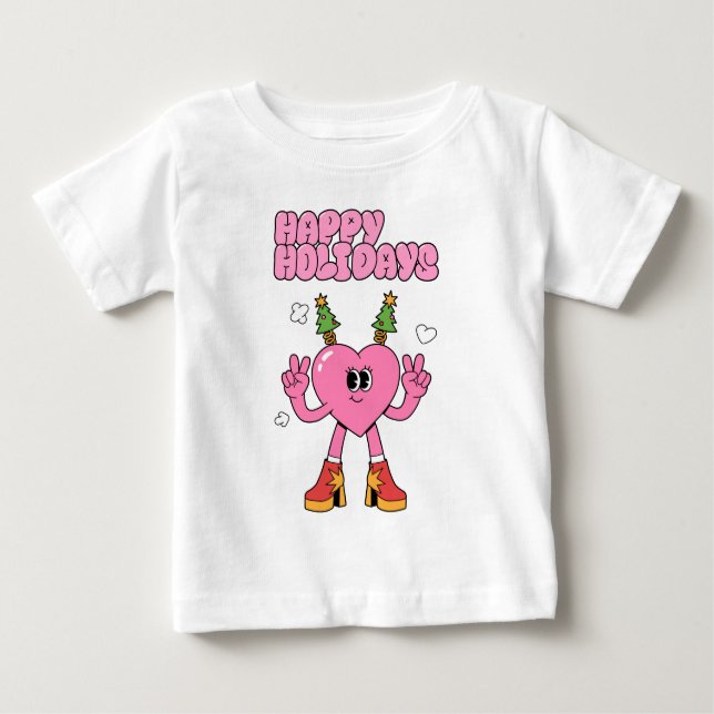 Camiseta Para Bebê Felizes Feriados - Coração das Festas (Frente)