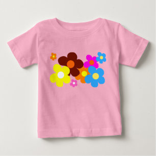 Camiseta Para Bebê Felizes Flores Pastel Rosa