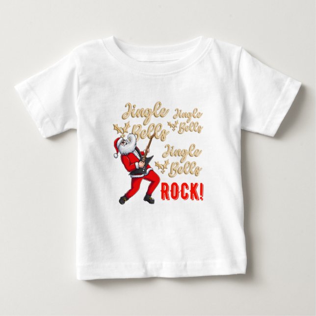 Camiseta Para Bebê Felny Santa Claus Jingle Bell Rock (Frente)