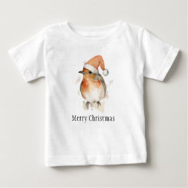 Camiseta Para Bebê Felry Christmas Winter Robin Bird Willife Na moda