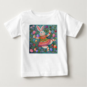Camiseta Para Bebê Felz pascoa Bunny Dance
