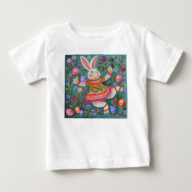 Camiseta Para Bebê Felz pascoa Bunny Dance (Frente)