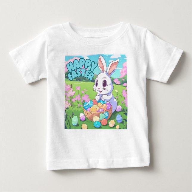 Camiseta Para Bebê Felz pascoa - Coelhinho da Páscoa (Frente)