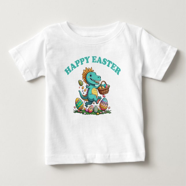 Camiseta Para Bebê FELZ PASCOA com BABY DINOSAUR (Frente)