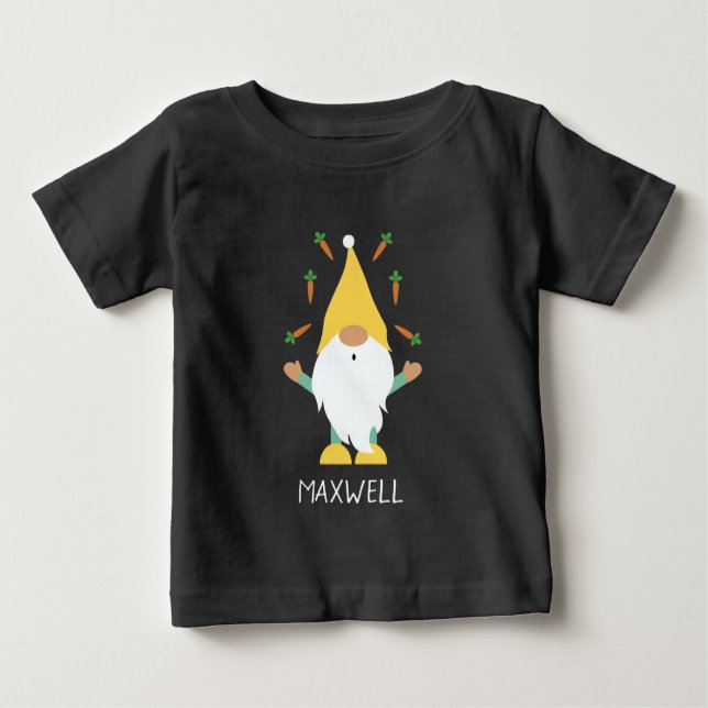 Camiseta Para Bebê Felz pascoa Gnomo Fazendo Malabarismo (Frente)