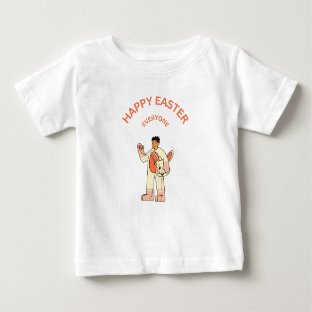 Camiseta Para Bebê "Felz pascoa Todo Mundo" ilustração divertida em l (Frente)