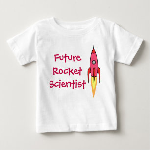 Camiseta Para Bebê Feminista futura do navio de Rocket do rosa do