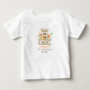 Camiseta Para Bebê Fera de Um Animal Festa de 1º Aniversário Safari