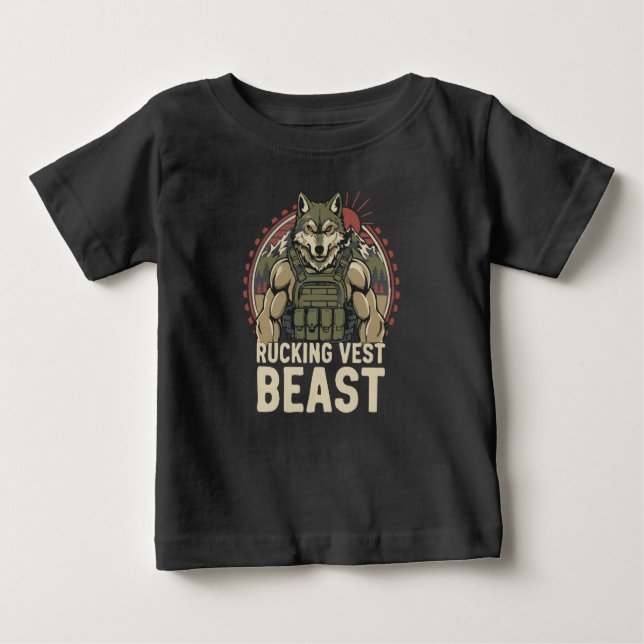 Camiseta Para Bebê Fera do Colete de Rucking (Frente)