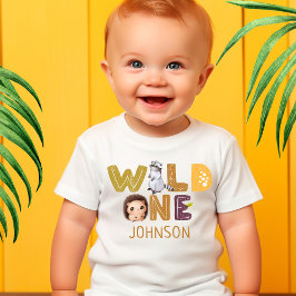 Camiseta Para Bebê Fera do Safari Animal Selva Foto Aniversário de 1 