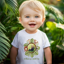 Camiseta Para Bebê Fera Foto Animais Fofos da Selva 1º Aniversário