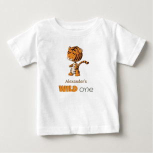 Camiseta Para Bebê Fera Um Bebê Tigre Safari Primeiro Aniversário