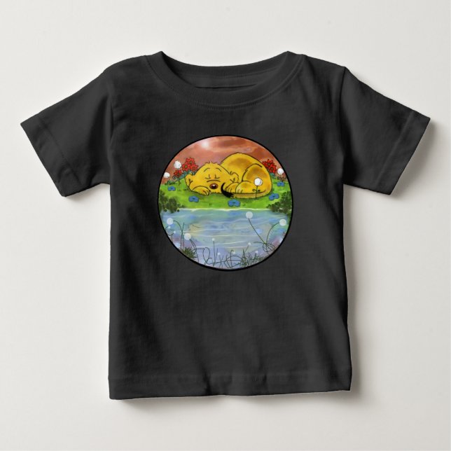 Camiseta Para Bebê Ferald Dormindo Pelos Girassóis (Frente)