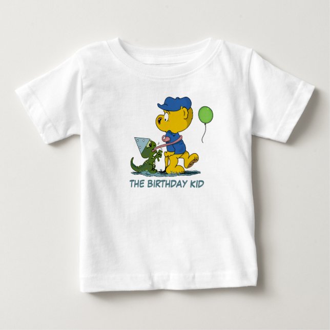 Camiseta Para Bebê Ferald e o bebê Lizard Birthday Kid (Frente)