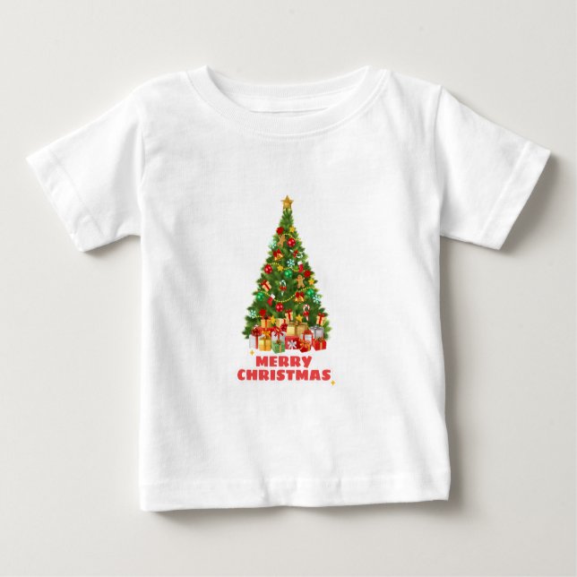Camiseta Para Bebê Feriado Da Família De Feliz E Natal Brilhante (Frente)