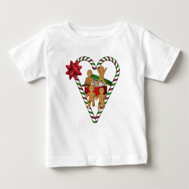 Camiseta Para Bebê Feriado de Biscoitos Masculinos Natal (Frente)