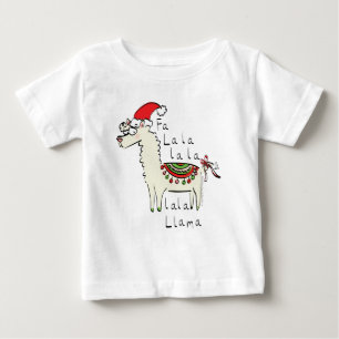 Camiseta Para Bebê Feriado de Natal Llama Cute Engraçado