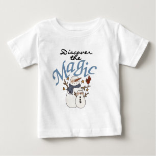 Camiseta Para Bebê Feriado de Natal Mágico do Snowman